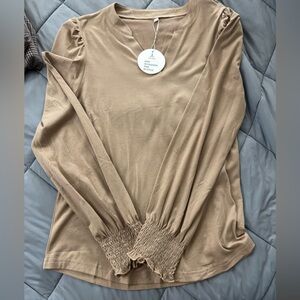 Elegant Tan Long Sleeve Top